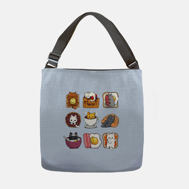 Breakfast Cats-none adjustable tote bag-Vallina84