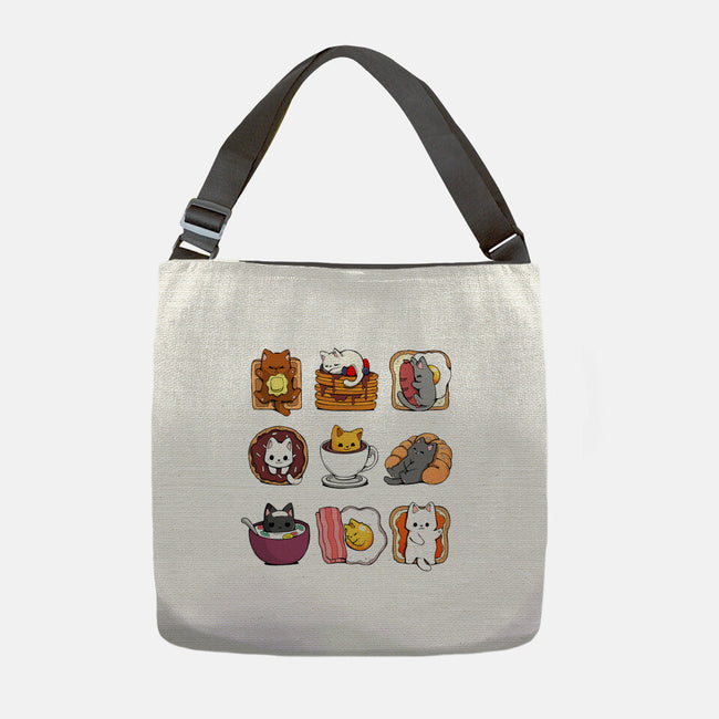 Breakfast Cats-none adjustable tote bag-Vallina84