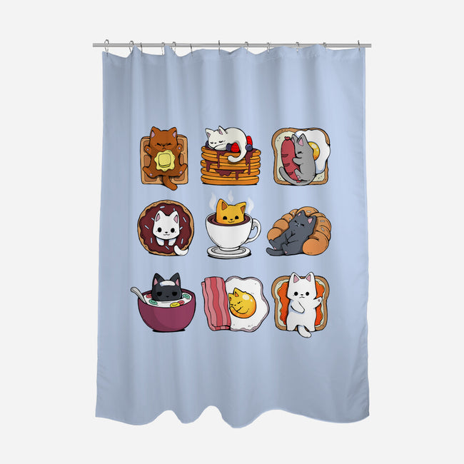 Breakfast Cats-none polyester shower curtain-Vallina84