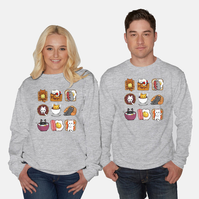 Breakfast Cats-unisex crew neck sweatshirt-Vallina84