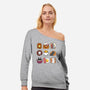 Breakfast Cats-womens off shoulder sweatshirt-Vallina84