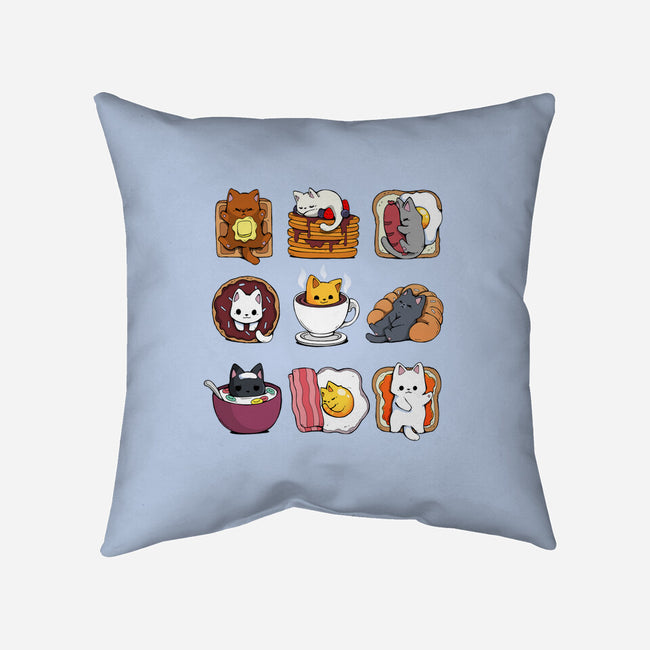 Breakfast Cats-none removable cover w insert throw pillow-Vallina84