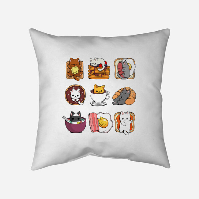 Breakfast Cats-none removable cover w insert throw pillow-Vallina84