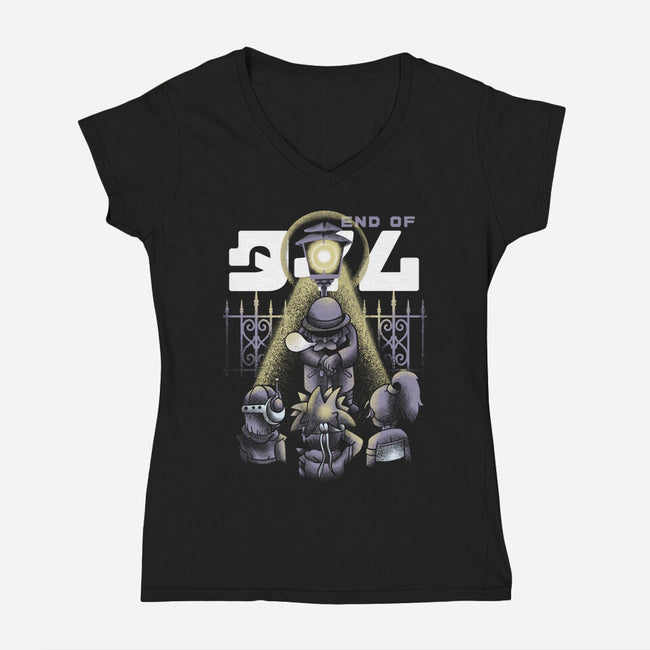 End Of Time-womens v-neck tee-Sketchdemao
