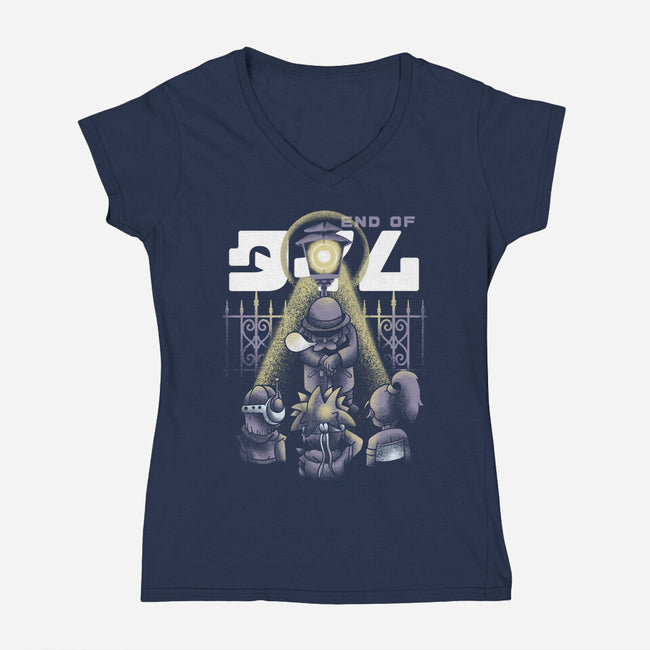 End Of Time-womens v-neck tee-Sketchdemao