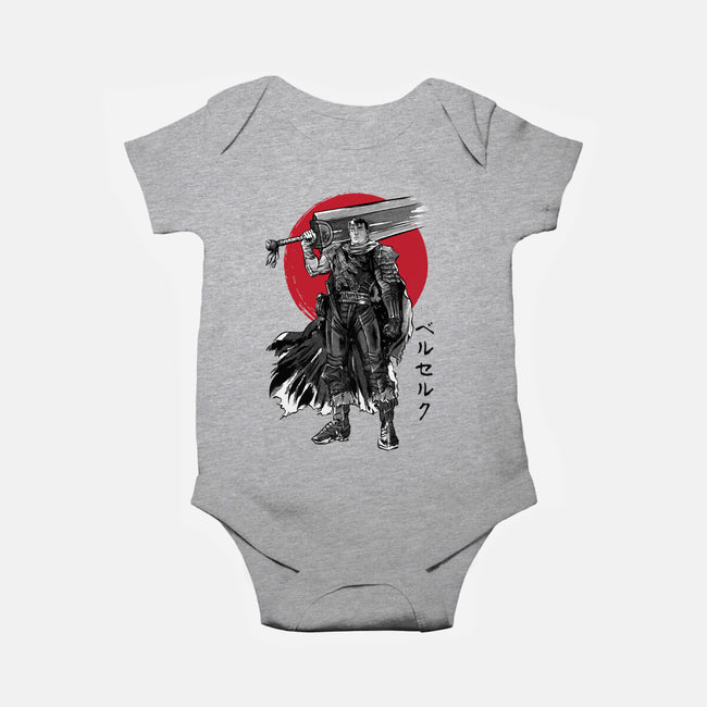 Black Swordsman Sumi-e-baby basic onesie-DrMonekers