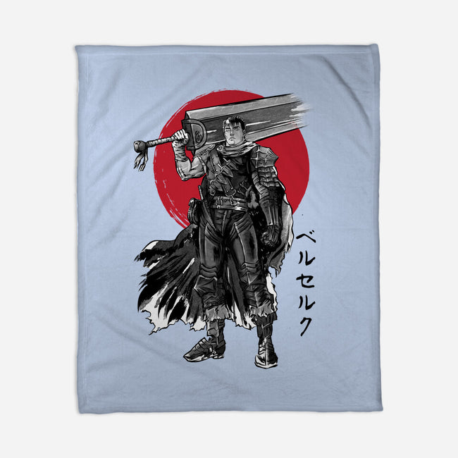 Black Swordsman Sumi-e-none fleece blanket-DrMonekers