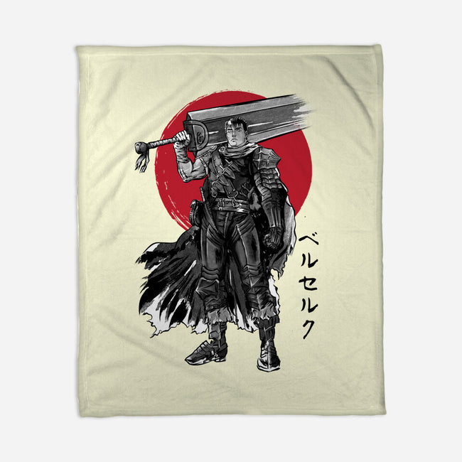 Black Swordsman Sumi-e-none fleece blanket-DrMonekers