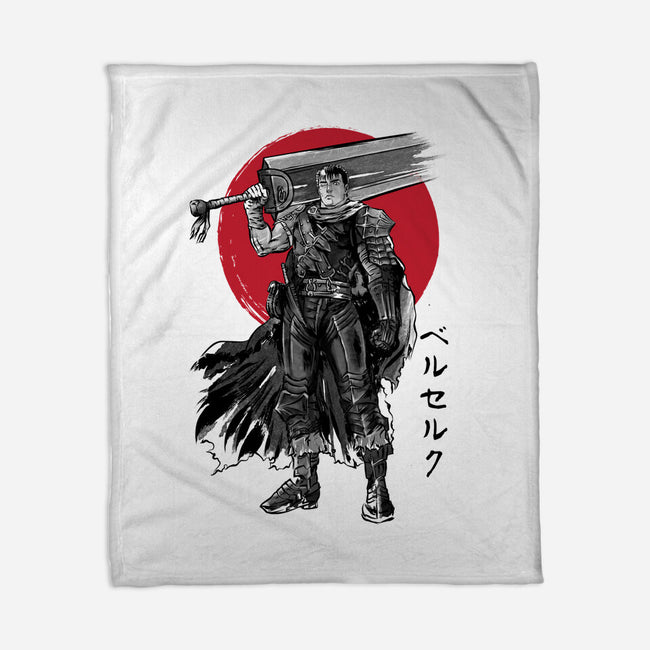 Black Swordsman Sumi-e-none fleece blanket-DrMonekers