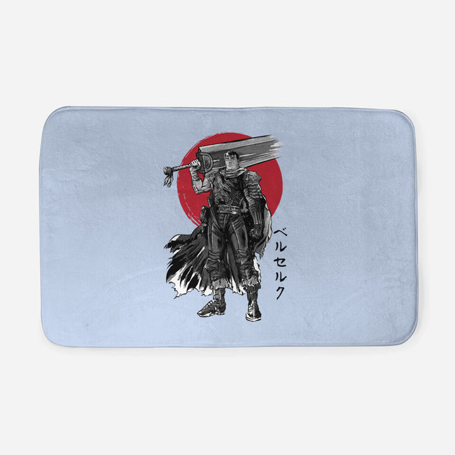 Black Swordsman Sumi-e-none memory foam bath mat-DrMonekers