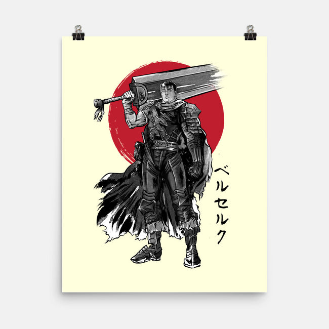 Black Swordsman Sumi-e-none matte poster-DrMonekers