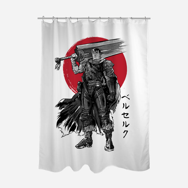 Black Swordsman Sumi-e-none polyester shower curtain-DrMonekers