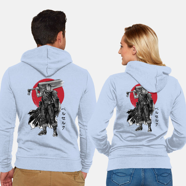 Black Swordsman Sumi-e-unisex zip-up sweatshirt-DrMonekers