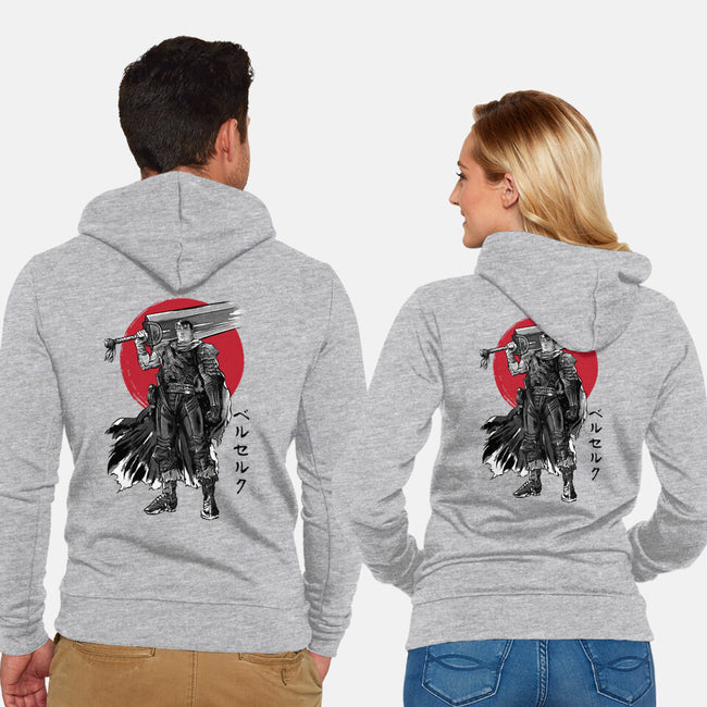 Black Swordsman Sumi-e-unisex zip-up sweatshirt-DrMonekers