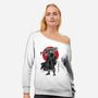 Black Swordsman Sumi-e-womens off shoulder sweatshirt-DrMonekers