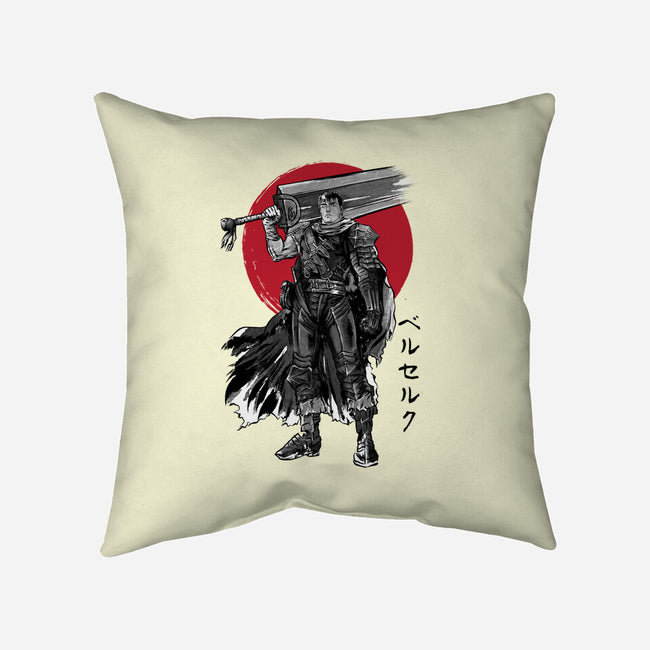 Black Swordsman Sumi-e-none removable cover w insert throw pillow-DrMonekers