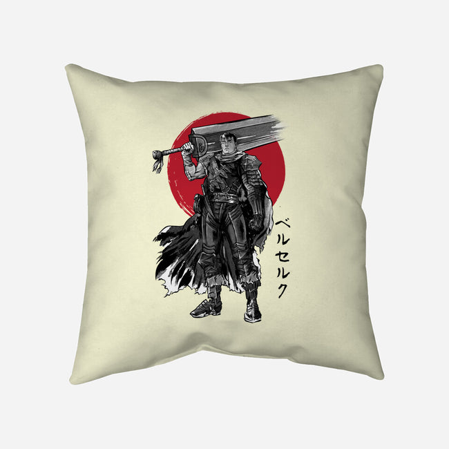 Black Swordsman Sumi-e-none removable cover throw pillow-DrMonekers