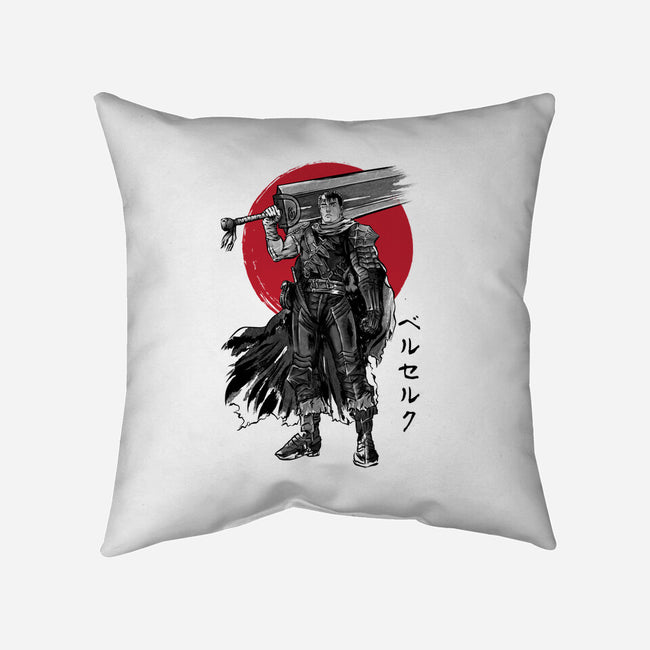 Black Swordsman Sumi-e-none removable cover throw pillow-DrMonekers