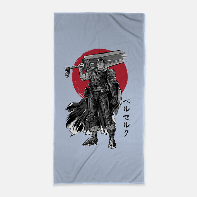 Black Swordsman Sumi-e-none beach towel-DrMonekers