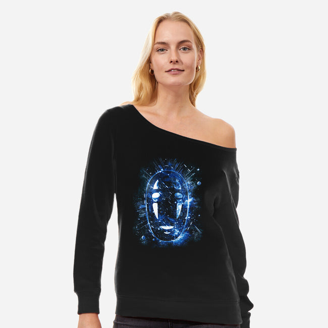 No Face Nebula-womens off shoulder sweatshirt-kharmazero