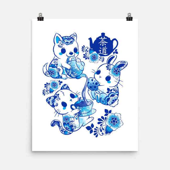 Animals Tea Ceremony-none matte poster-ricolaa