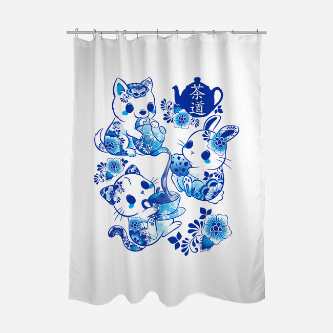 Animals Tea Ceremony-none polyester shower curtain-ricolaa