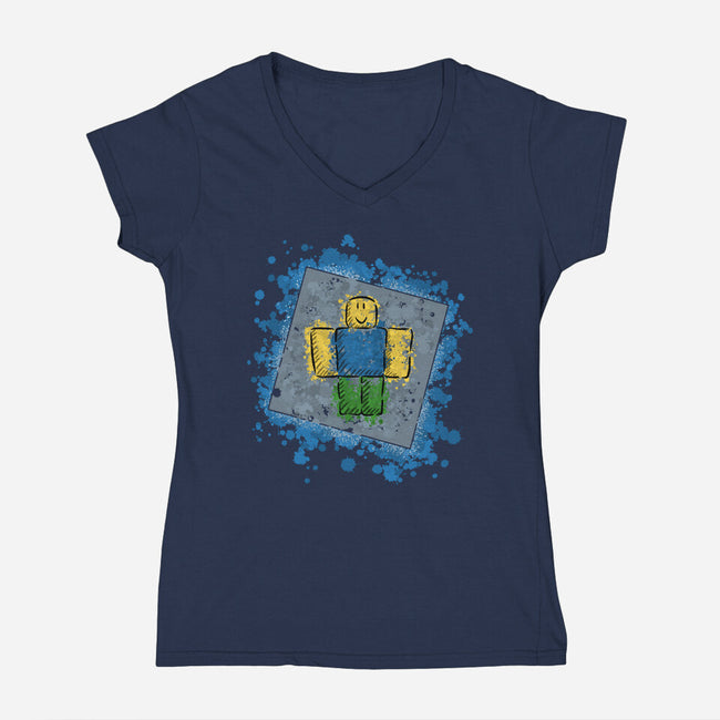 Yellow Guy-womens v-neck tee-nickzzarto