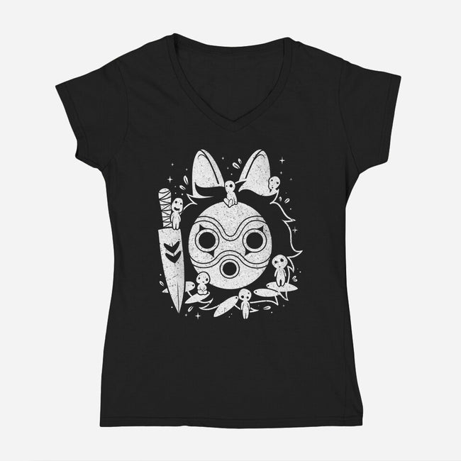 The Princess Of The Forest-womens v-neck tee-Eoli Studio