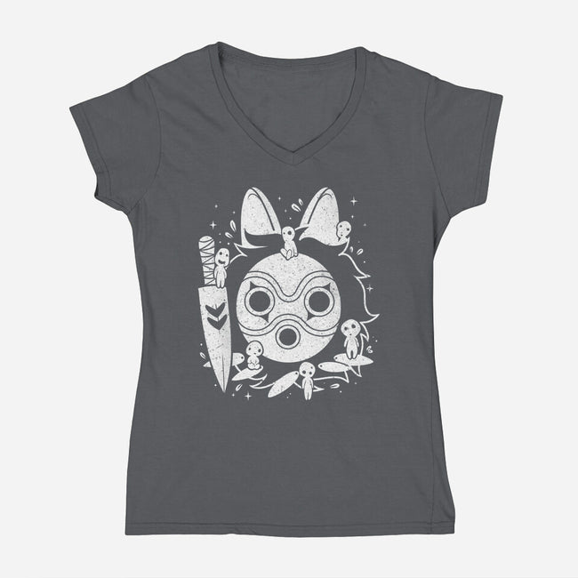 The Princess Of The Forest-womens v-neck tee-Eoli Studio