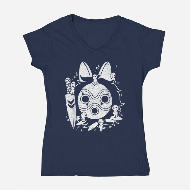 The Princess Of The Forest-womens v-neck tee-Eoli Studio