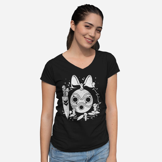 The Princess Of The Forest-womens v-neck tee-Eoli Studio