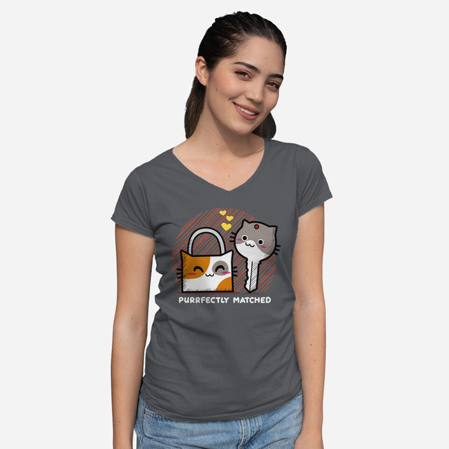 Purrfect Match-womens v-neck tee-bloomgrace28