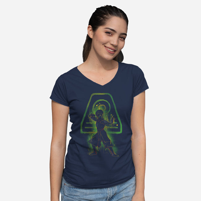 The Earth Bender-womens v-neck tee-kharmazero