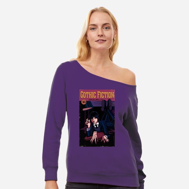 Gothic Fiction-womens off shoulder sweatshirt-jasesa
