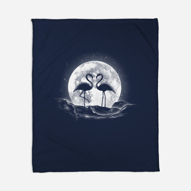 Moonlight Love Flamingos-none fleece blanket-fanfreak1