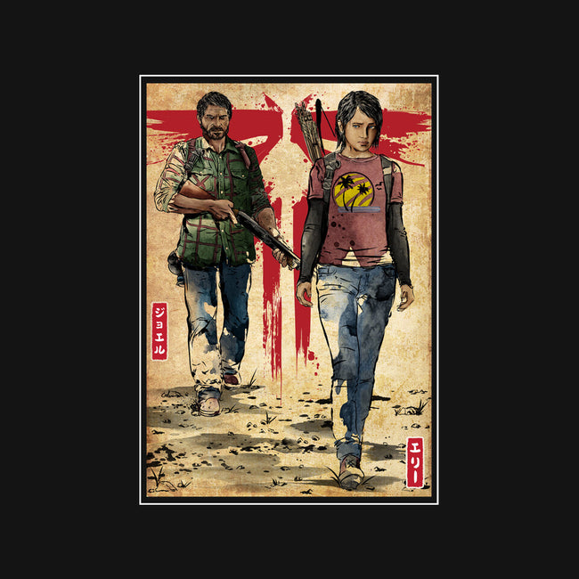 Joel And Ellie Woodblock-none removable cover w insert throw pillow-DrMonekers