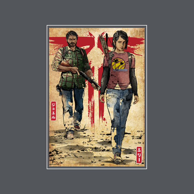 Joel And Ellie Woodblock-none removable cover w insert throw pillow-DrMonekers