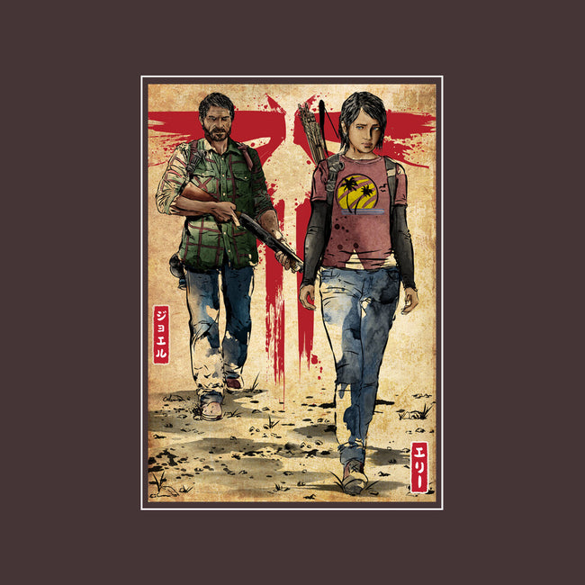 Joel And Ellie Woodblock-none removable cover w insert throw pillow-DrMonekers