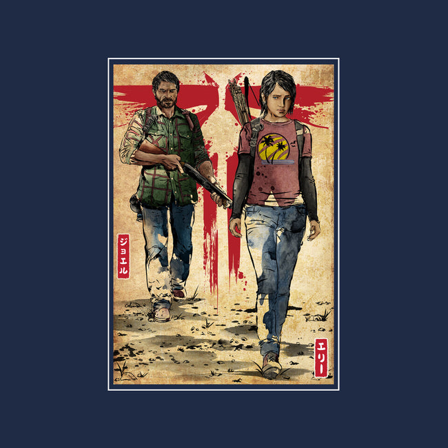 Joel And Ellie Woodblock-none removable cover w insert throw pillow-DrMonekers