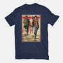 Joel And Ellie Woodblock-womens fitted tee-DrMonekers