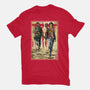 Joel And Ellie Woodblock-unisex basic tee-DrMonekers