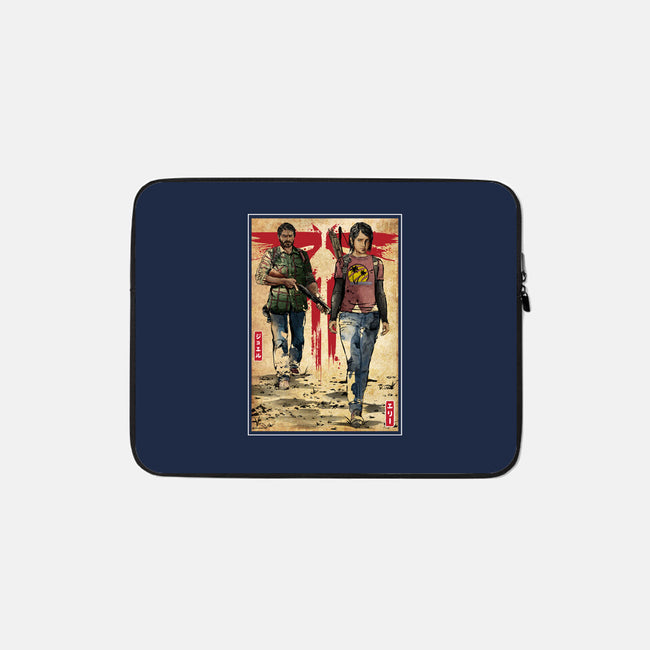 Joel And Ellie Woodblock-none zippered laptop sleeve-DrMonekers