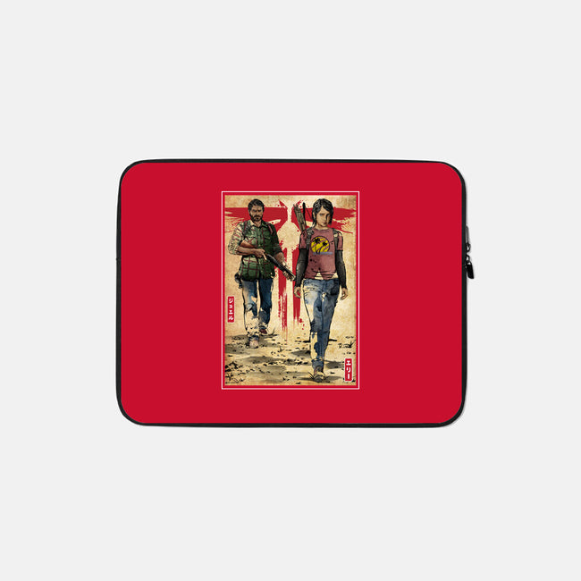 Joel And Ellie Woodblock-none zippered laptop sleeve-DrMonekers