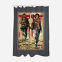 Joel And Ellie Woodblock-none polyester shower curtain-DrMonekers