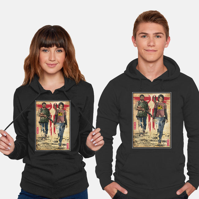 Joel And Ellie Woodblock-unisex pullover sweatshirt-DrMonekers