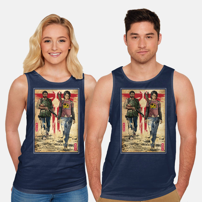 Joel And Ellie Woodblock-unisex basic tank-DrMonekers