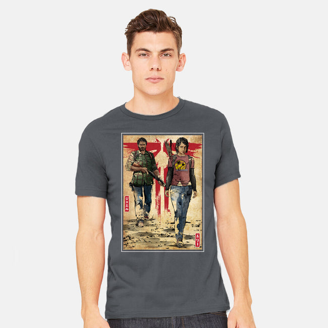 Joel And Ellie Woodblock-mens heavyweight tee-DrMonekers