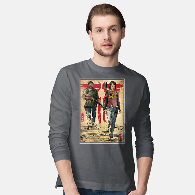 Joel And Ellie Woodblock-mens long sleeved tee-DrMonekers