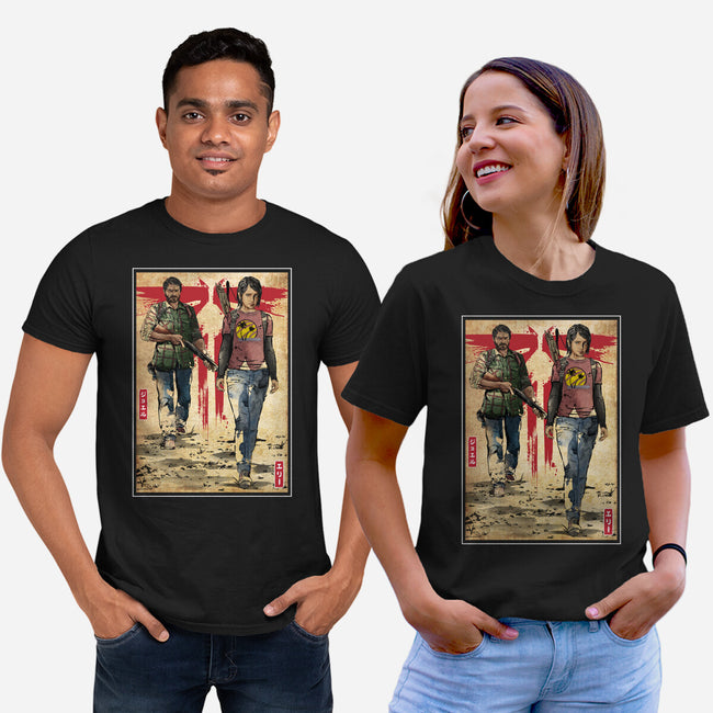 Joel And Ellie Woodblock-unisex basic tee-DrMonekers