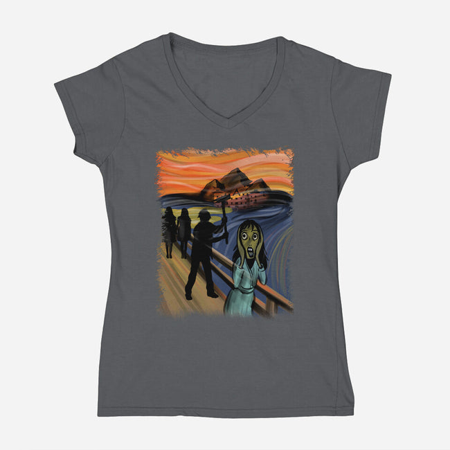 Shining Scream-womens v-neck tee-fanfabio